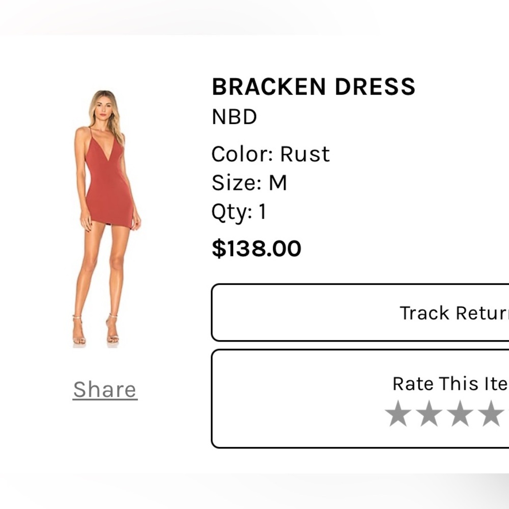 NBD Rust Mini Dress - Picture 3 of 3